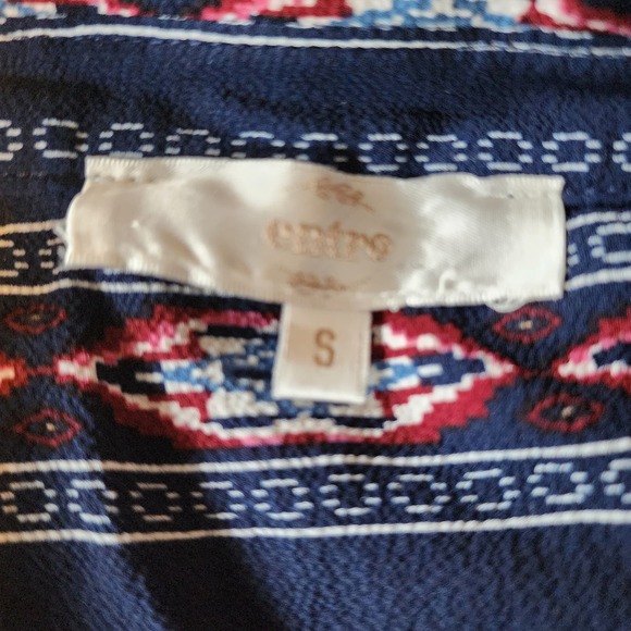 Entro Women's Pull Over Shift Aztec Boho 1/4 Button Down PocketDress - Picture 7 of 9